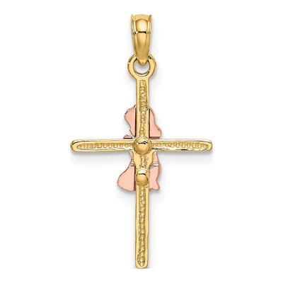 10K Two-Tone Gold Girl on Cross Pendant – view 5