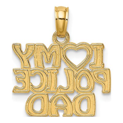 10K Yellow Gold I Heart My Police Dad Charm – view 5
