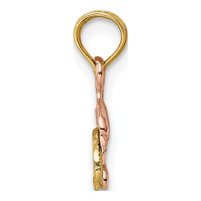 10K Two-Tone Gold Mini Dolphin Wave Charm – view 3