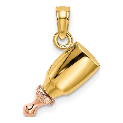 10K Two-Tone Gold Baby Bottle Pendant