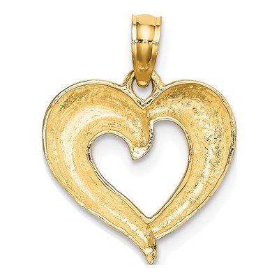 10K Yellow Gold Textured Heart Charm – view 5