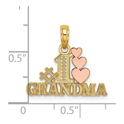 10K Two-Tone Gold Grandma Three Hearts Number 1 Charm – view 4