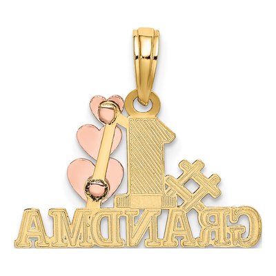 10K Two-Tone Gold Grandma Three Hearts Number 1 Charm – view 5