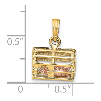 10K Two-Tone Gold 3D Trap Pendant – view 4