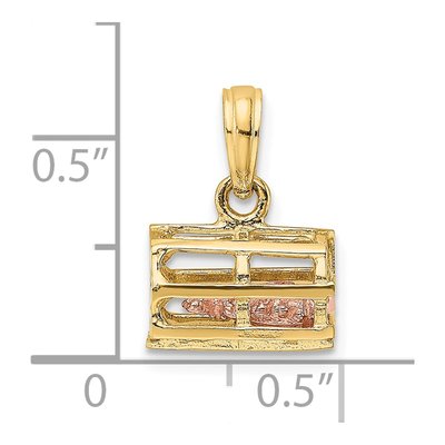 10K Two-Tone Gold 3D Trap Pendant – view 4