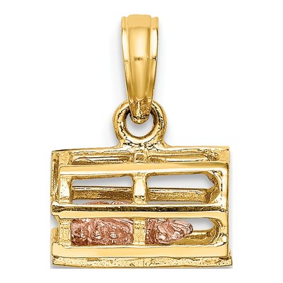 10K Two-Tone Gold 3D Trap Pendant – view 5