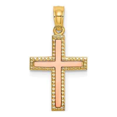 10K Two-Tone Gold Cross Pendant