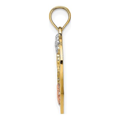 10K Two-Tone Gold MOM Heart Flower Number 1 Charm – view 3