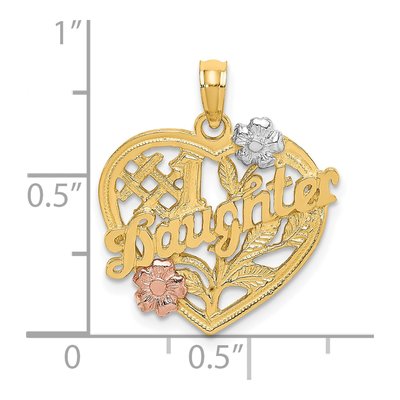 10K Two-Tone Gold Daughter Heart Number 1 Pendant – view 4