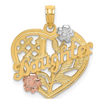10K Two-Tone Gold Daughter Heart Number 1 Pendant