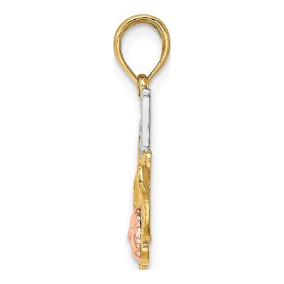 10K Two-Tone Gold MOM Flower Number 1 Pendant – view 3