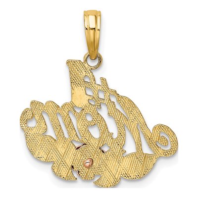 10K Two-Tone Gold MOM Flower Number 1 Pendant – view 5
