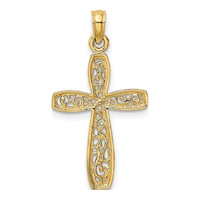 10K Yellow Gold Filigree Cross Charm – view 5