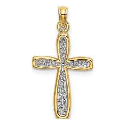 10K Yellow Gold Filigree Cross Charm