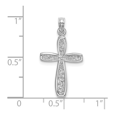 10K White Gold Filigree Cross Pendant – view 3