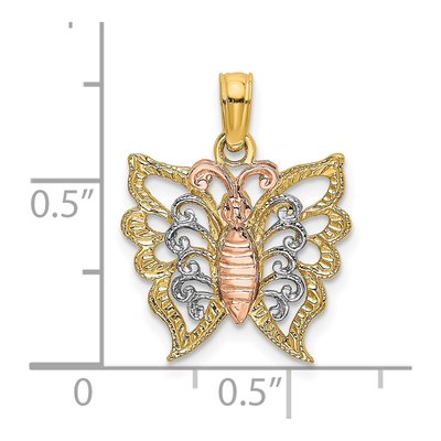 10K Two-Tone Gold Butterfly Cut-Out Pendant – view 4