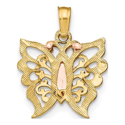 10K Two-Tone Gold Butterfly Cut-Out Pendant – view 5