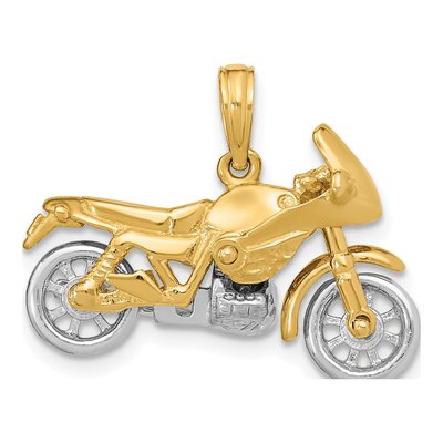 10K Two-Tone Gold 3-D Moveable Motorcycle Charm – view 4