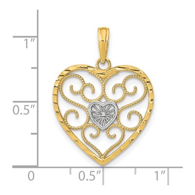 10K Yellow Gold Filigree Heart Charm – view 4