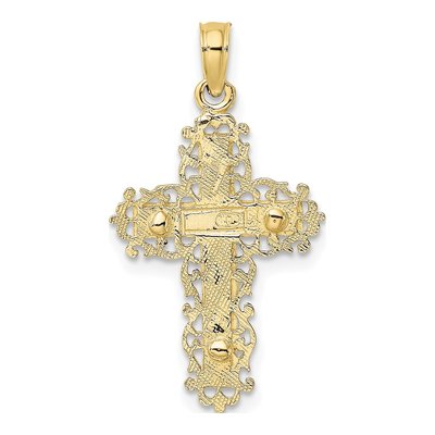 10K Two-Tone Gold Textured Crucifix Pendant – view 5