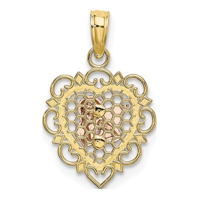 10K Two-Tone Gold Angel Scalloped Heart Charm – view 5