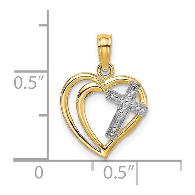 10K Yellow Gold Cross Heart Charm – view 4