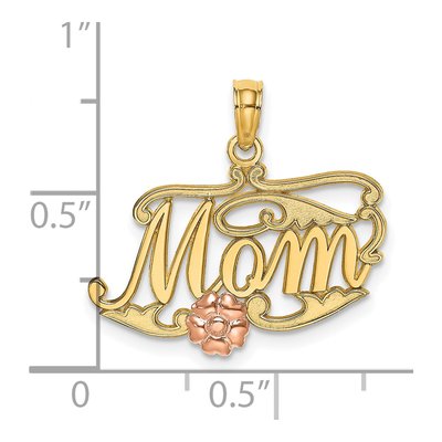 10K Two-Tone Gold MOM Script Flower Charm – view 4