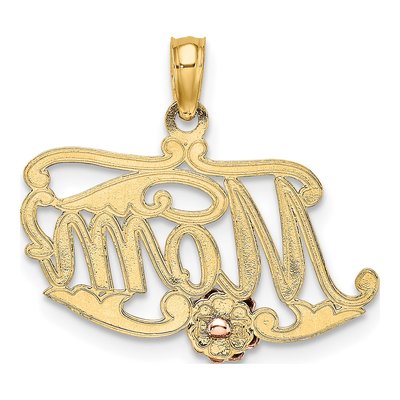 10K Two-Tone Gold MOM Script Flower Charm – view 5