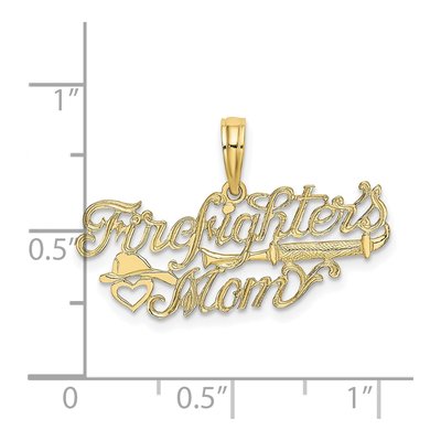 10K Yellow Gold Firefighter's Mom Script Charm – view 4