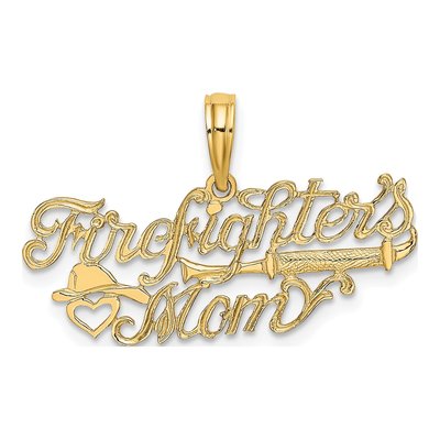 10K Yellow Gold Firefighter's Mom Script Charm