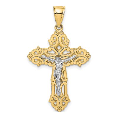 10K Two-Tone Gold Crucifix Charm