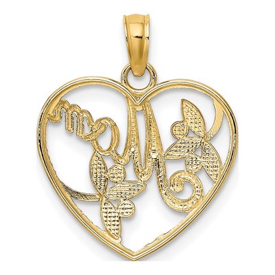 10K Yellow Gold MOM Heart Charm – view 5