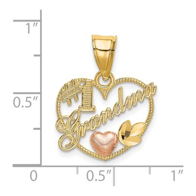 10K Two-Tone Gold Grandma Heart Number 1 Charm – view 4