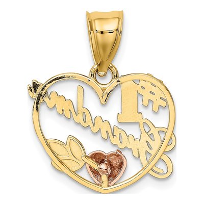 10K Two-Tone Gold Grandma Heart Number 1 Charm – view 5
