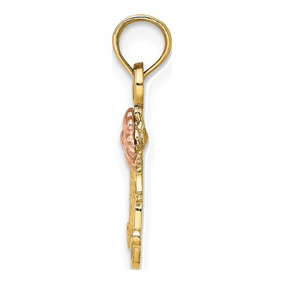 10K Two-Tone Gold MOM Flower Pendant – view 2