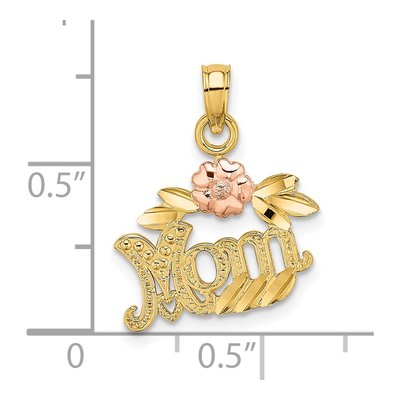 10K Two-Tone Gold MOM Flower Pendant – view 3