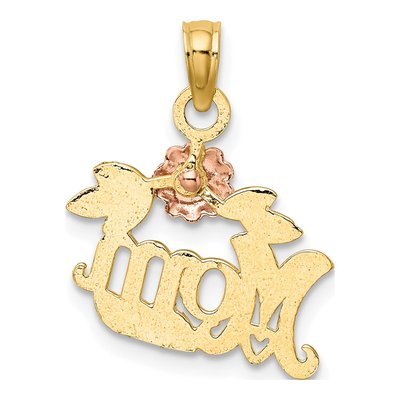 10K Two-Tone Gold MOM Flower Pendant – view 4