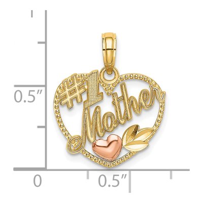 10K Two-Tone Gold Mother Heart Number 1 Pendant – view 4