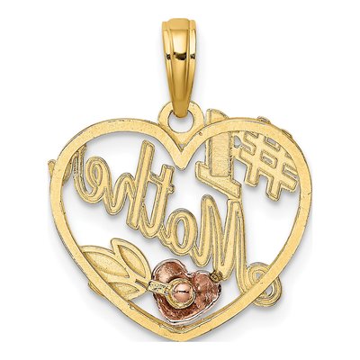 10K Two-Tone Gold Mother Heart Number 1 Pendant – view 5