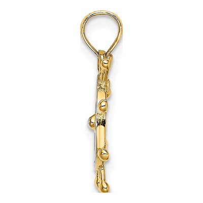 10K Yellow Gold Ships Wheel Pendant – view 3