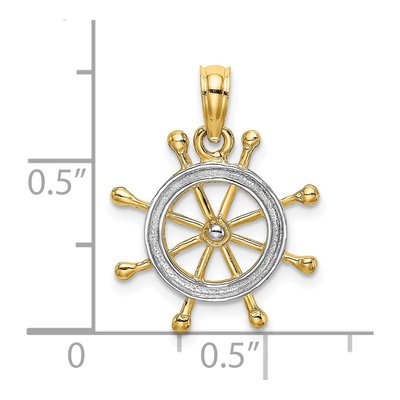 10K Yellow Gold Ships Wheel Pendant – view 4