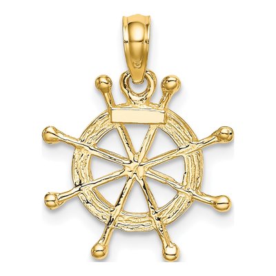 10K Yellow Gold Ships Wheel Pendant – view 5