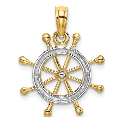 10K Yellow Gold Ships Wheel Pendant