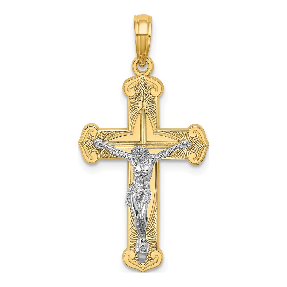 10K Two-Tone Gold Crucifix Pendant