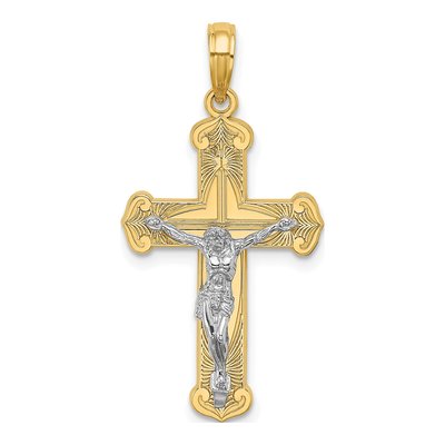 10K Two-Tone Gold Crucifix Pendant