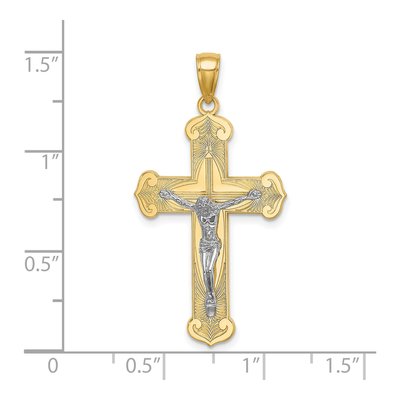 10K Two-Tone Gold Textured Crucifix Pendant – view 4
