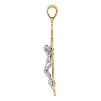 10K Two-Tone Gold Engraved Crucifix Charm – view 3