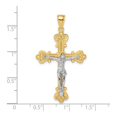 10K Two-Tone Gold Engraved Crucifix Charm – view 4
