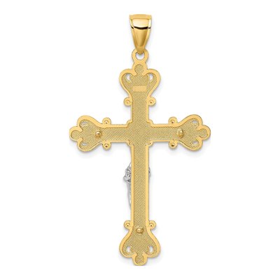 10K Two-Tone Gold Engraved Crucifix Charm – view 5