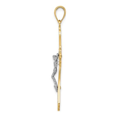 10K Two-Tone Gold Cut-Out Crucifix Pendant – view 3